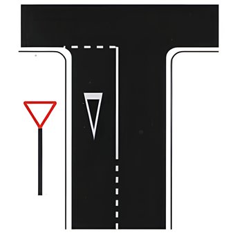 Give way T-junction: give way to traffic on major road